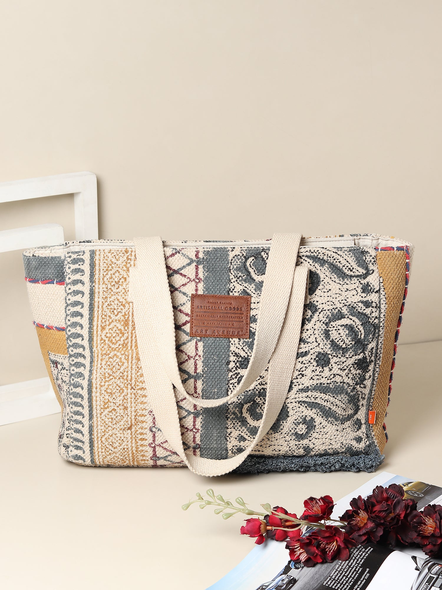 ELYSIRA - BLOCK PRINTED COTTON TOTE BAG