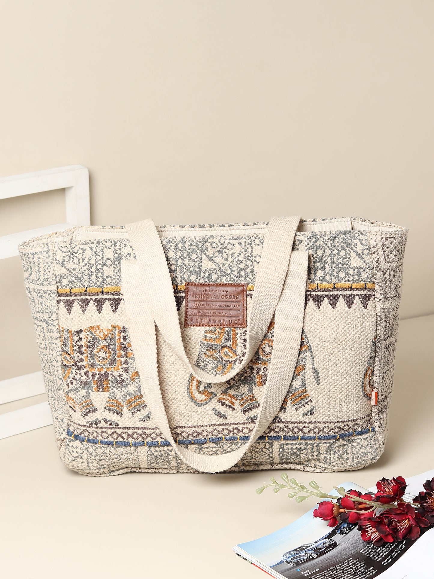 AURIELLE - BLOCK PRINTED COTTON TOTE BAG