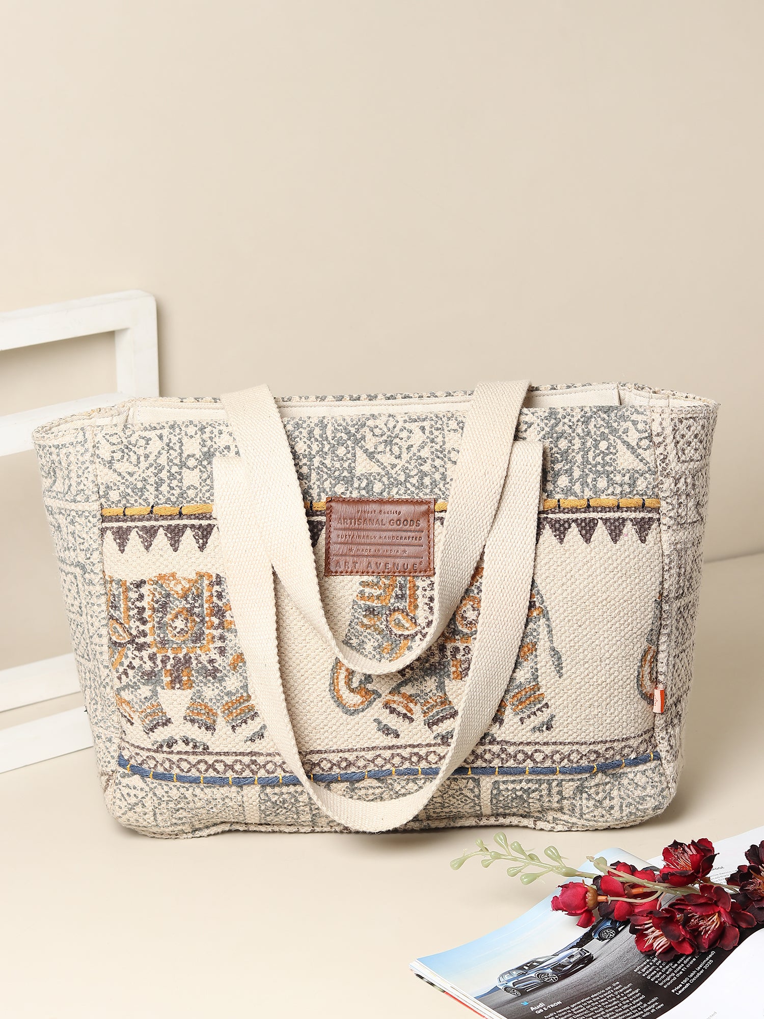 AURIELLE - BLOCK PRINTED COTTON TOTE BAG