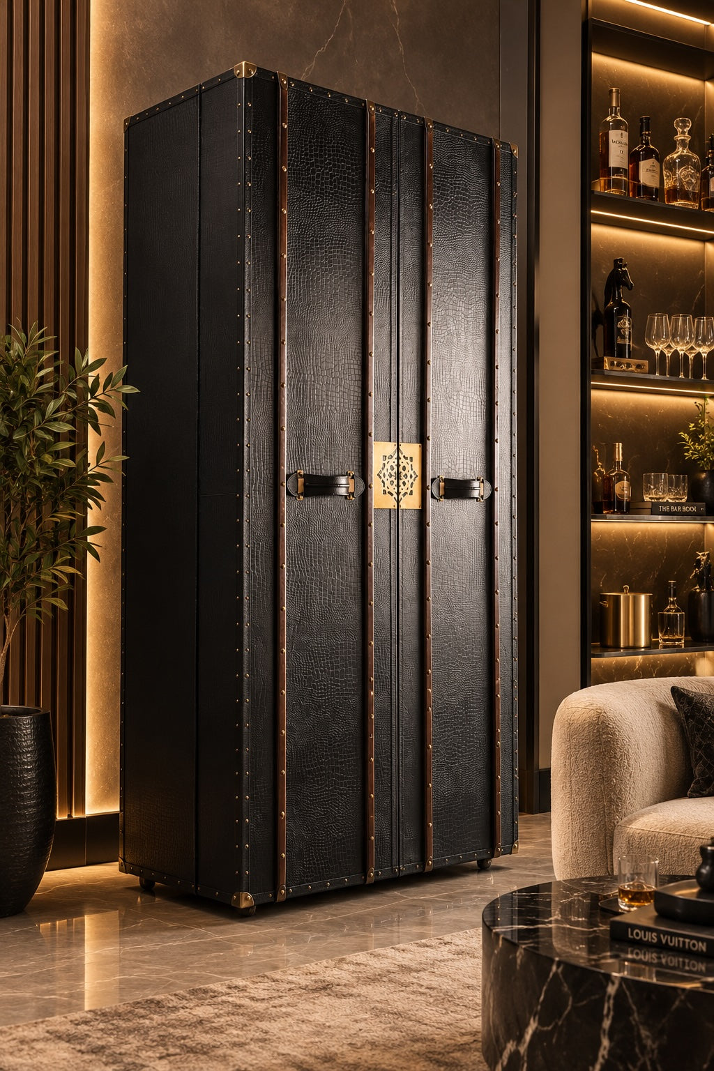 Nahargarh Leather Bar Cabinet