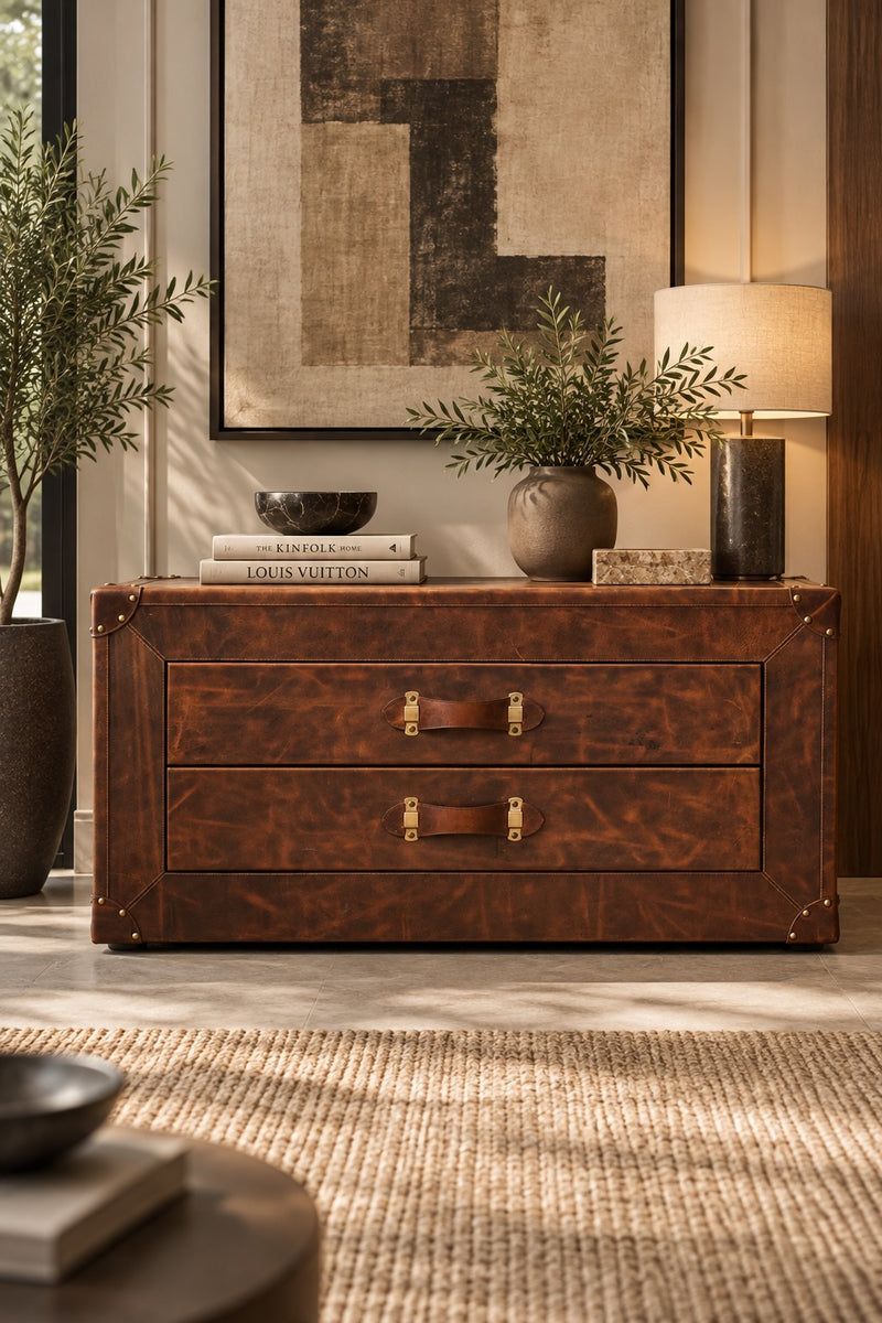 Deogarh Leather Drawer Trunk