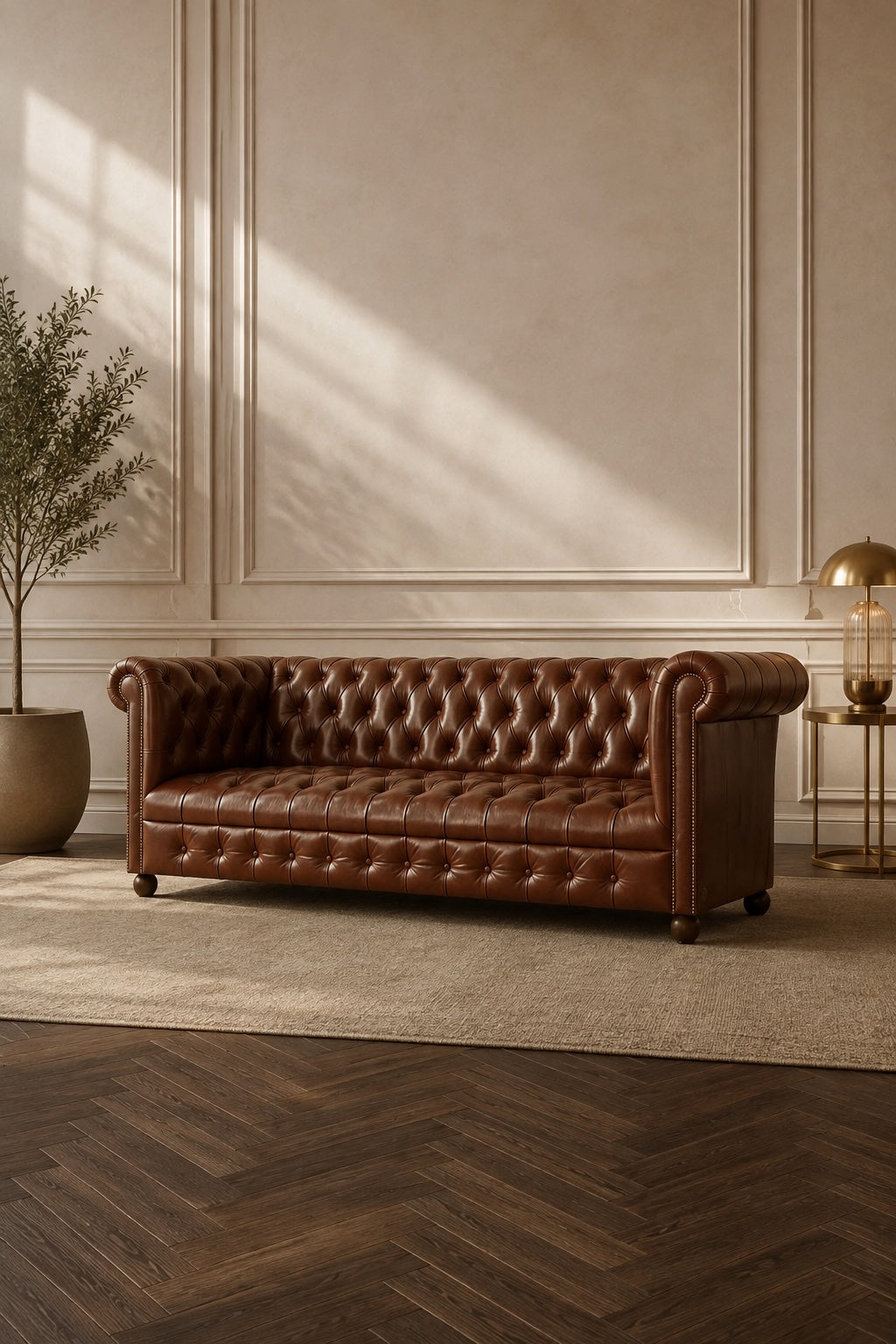 Brighton tufted leather sofa by Art Avenue, handmade to order — image 2 of 6