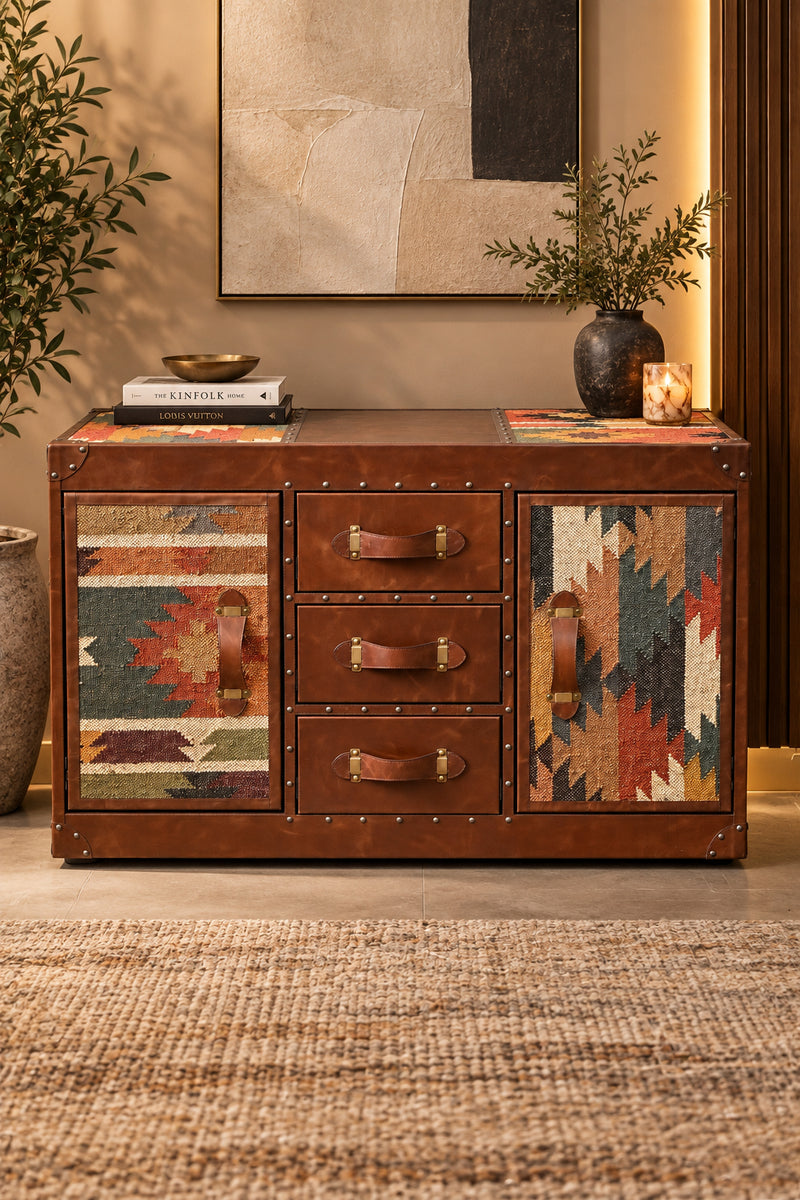 Rohet Kilim & Leather Sideboard