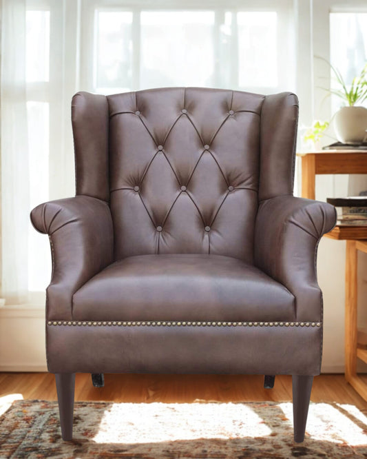 ALTIS LEATHER WING BACK ARM CHAIR