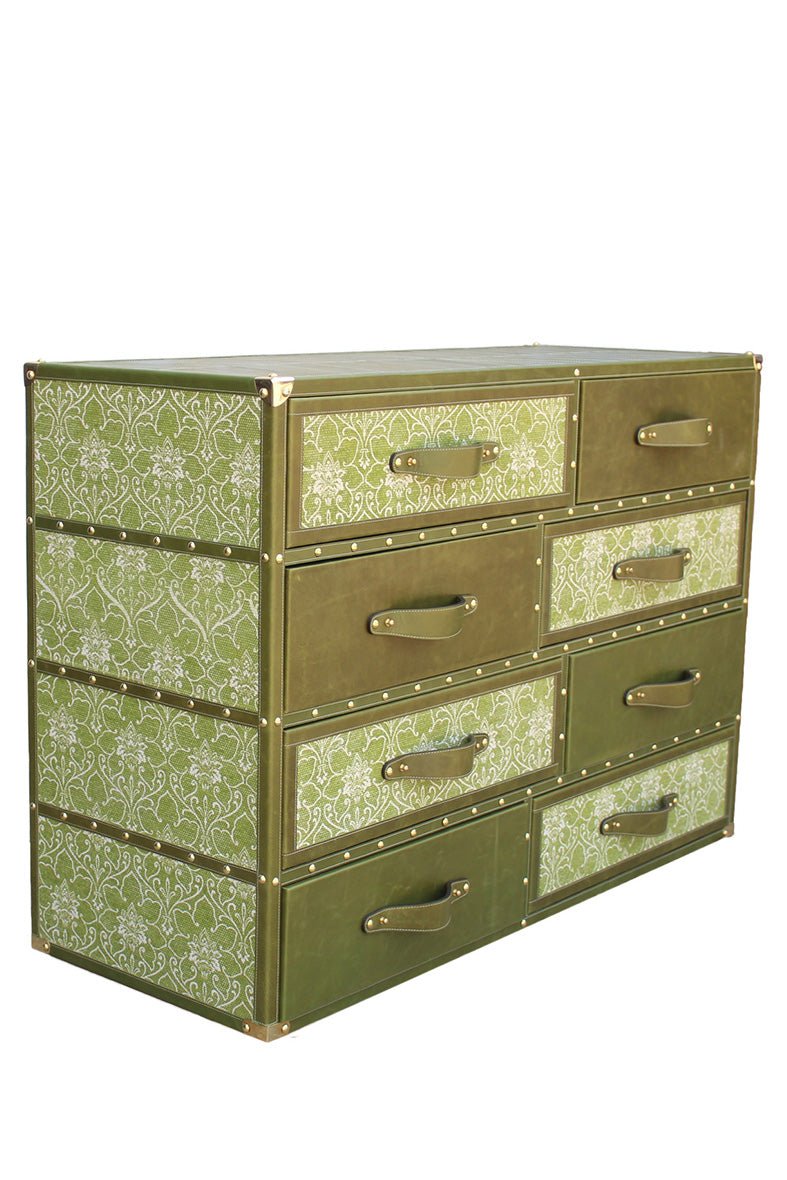 GREENFIELD CHEST OF DRAWERS - LEATHER AND PRINTED COTTON - ART AVENUE
