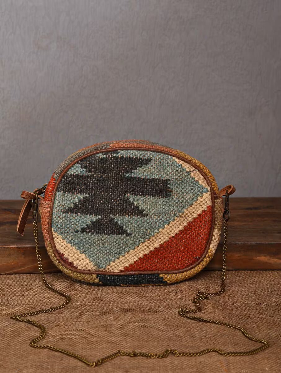 JOLLY - KILIM and LEATHER SLING BAG - ART AVENUE