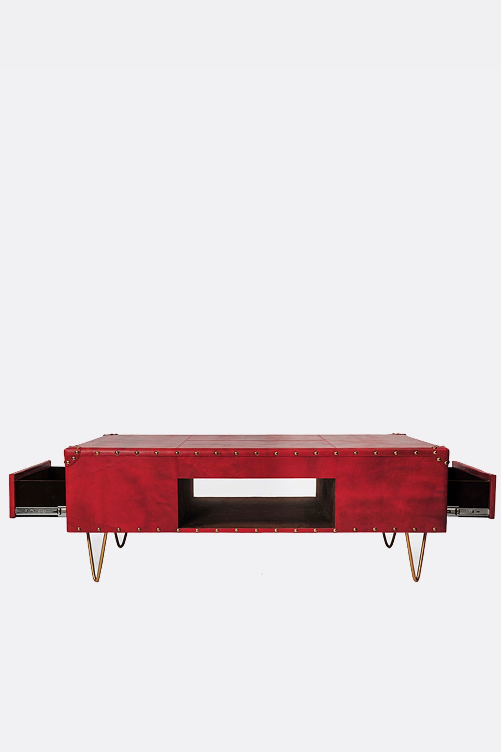 ROSE COFFEE TABLE IN LEATHER WITH METAL LEGS - ART AVENUE