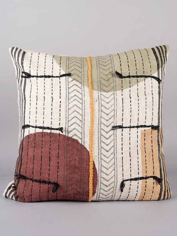 ABSTRACT ODYSSEY COMFORT - BLOCK PRINTED SQAURE CUSHION COVER - ART AVENUE