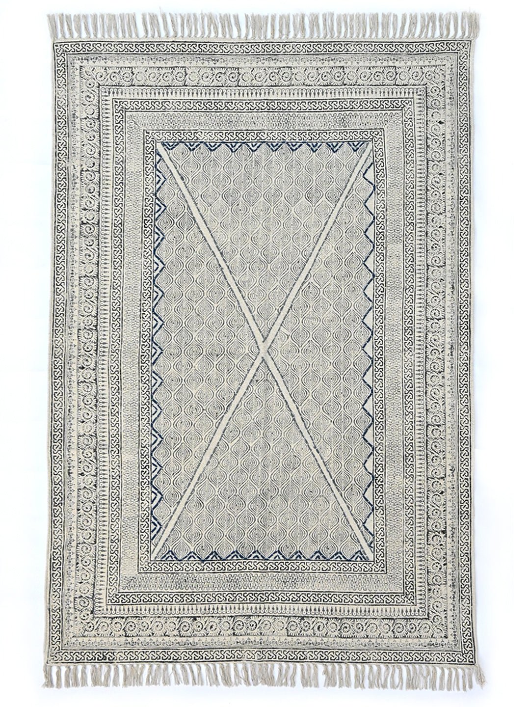 Shredded Rug Scrawl Block-Printed Cotton Rug | Art Avenue
