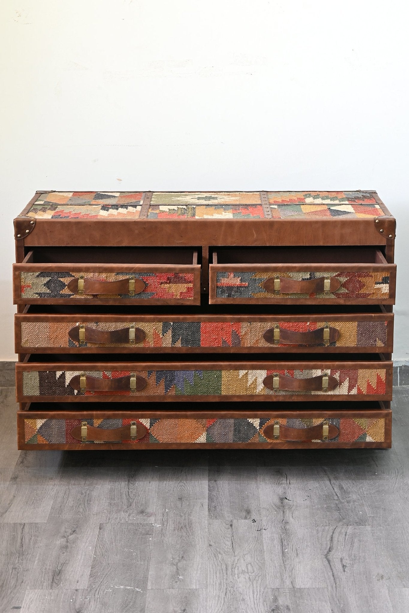 AXIS CHEST OF DRAWERS - KILIM AND LEATHER - ART AVENUE