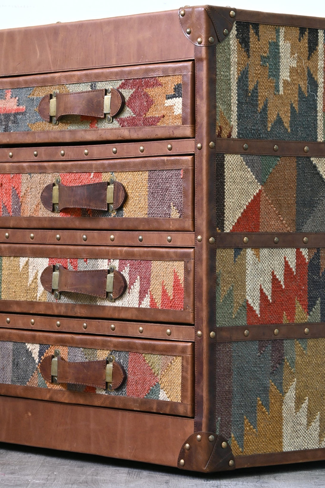 AXIS CHEST OF DRAWERS - KILIM AND LEATHER - ART AVENUE