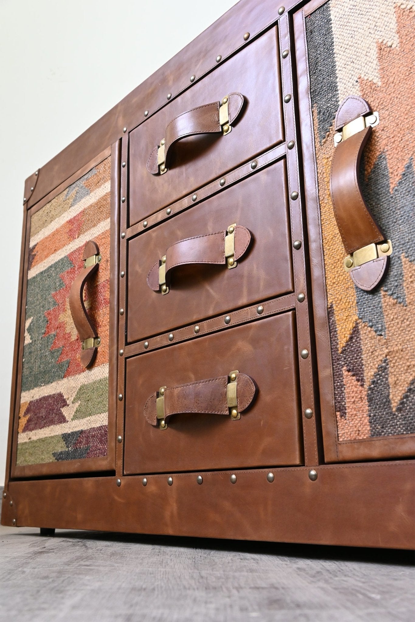 CHARLEY CHEST OF DRAWERS - KILIM AND LEATHER - ART AVENUE