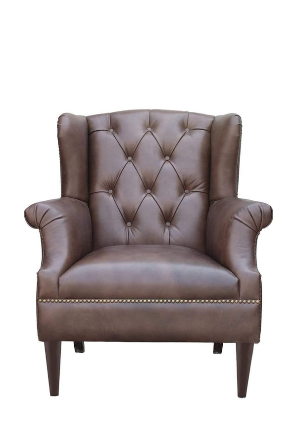 ALTIS LEATHER WING BACK ARM CHAIR - ART AVENUE