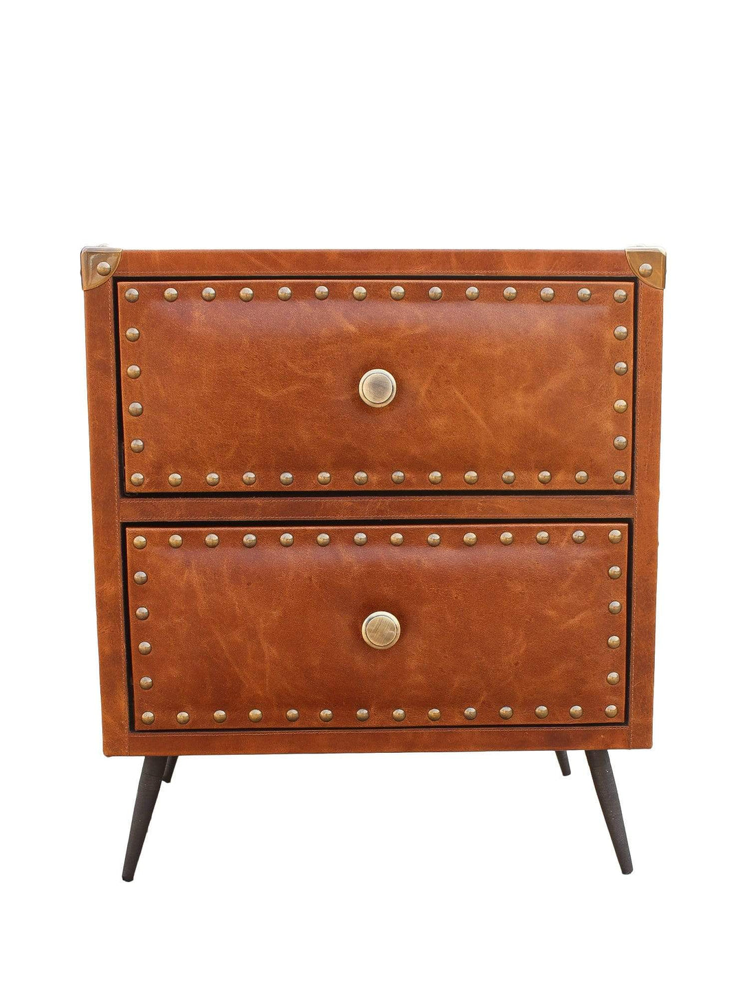 BIRMINGHAM - TWO DRAWER LEATHER SIDE TABLE - ART AVENUE