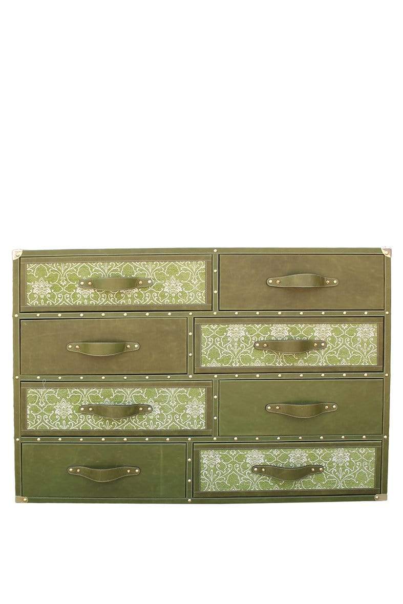 GREENFIELD CHEST OF DRAWERS - LEATHER AND PRINTED COTTON - ART AVENUE