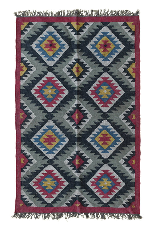 Magnolia handwoven kilim rug — multicolour handmade in Jaipur