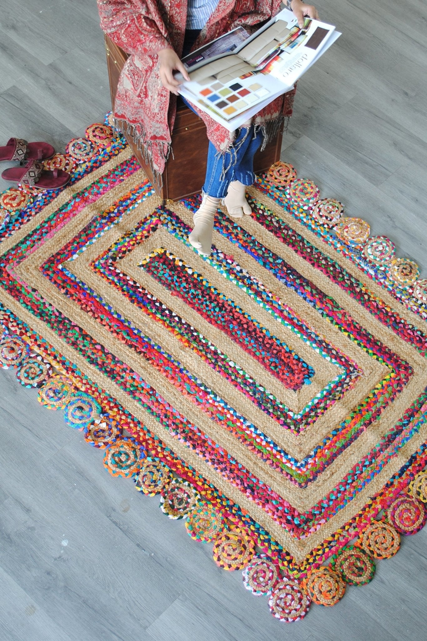 Maze Braided Recycled Chindi Jute Rug | Art Avenue