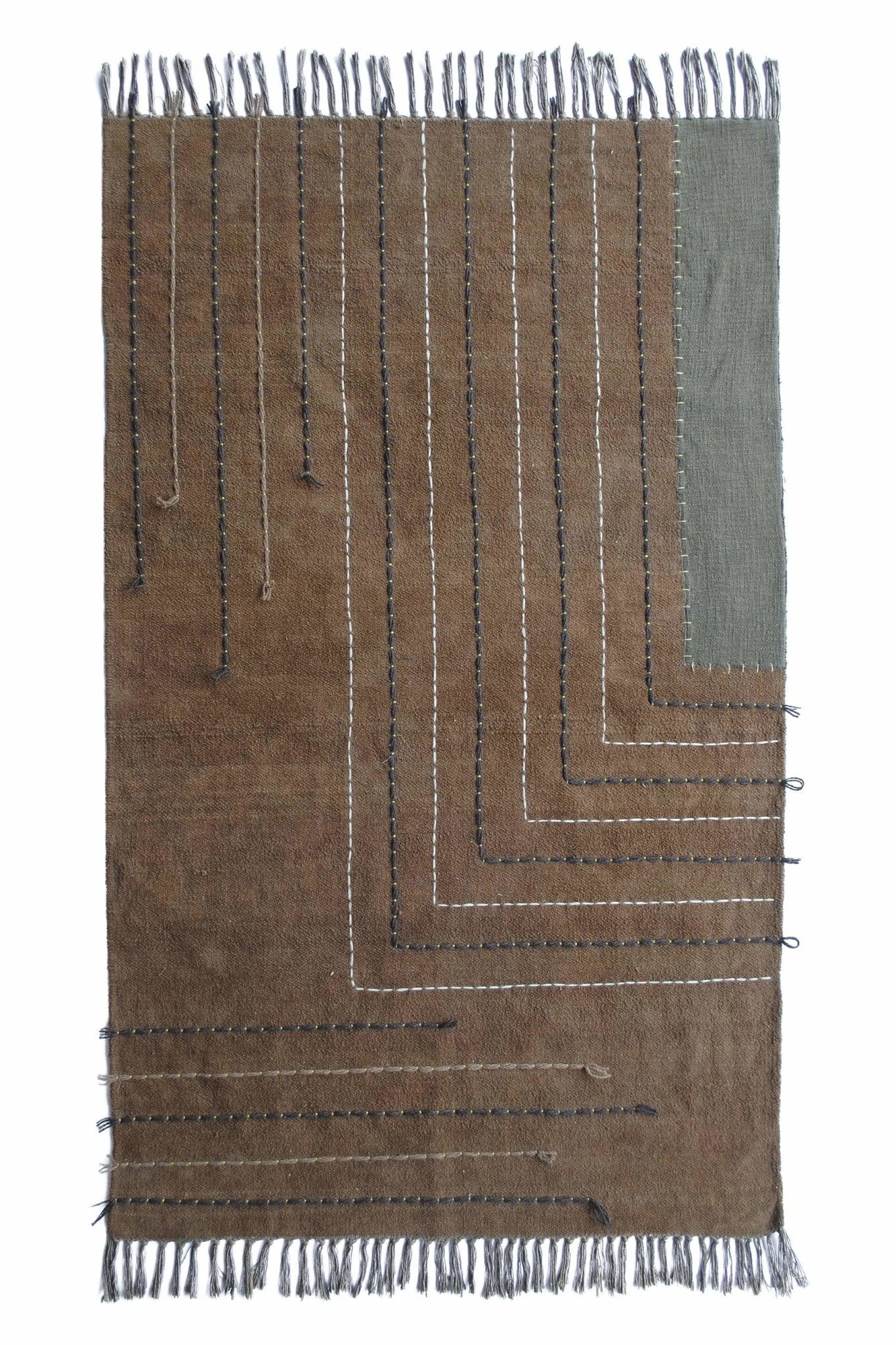 ORLANDO - OVERDYED HAND EMBROIDERED RUG - BROWN - ART AVENUE