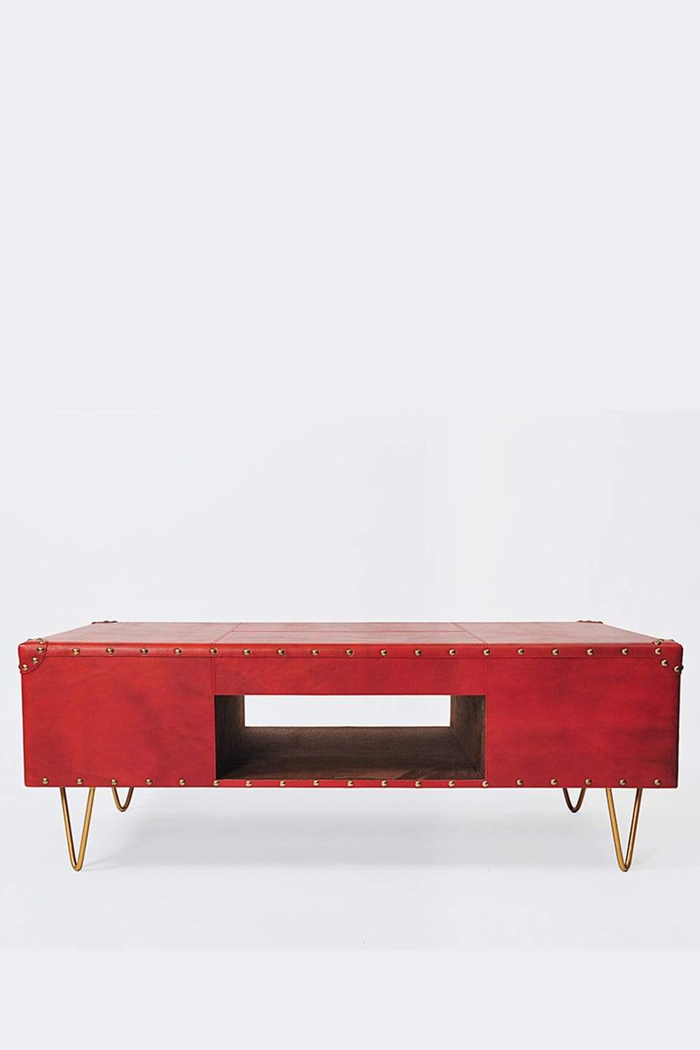 ROSE COFFEE TABLE IN LEATHER WITH METAL LEGS - ART AVENUE