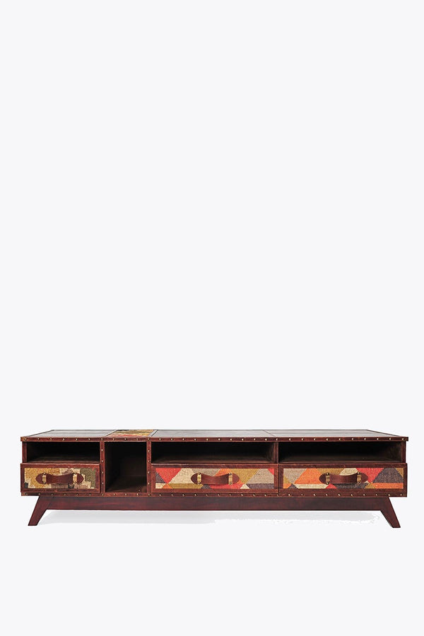 STERLING TV UNIT - KILIM AND LEATHER - ART AVENUE